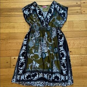 Olive green and black throw on dress